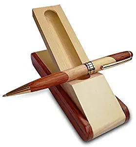 Luxury Wooden Ballpoint Pen Gift Set with Business Pen Case Display, Nice Writing Pen with Box and Gel Ink Refills